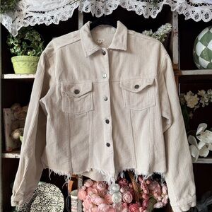 POL Cream Corduroy Jean Jacket